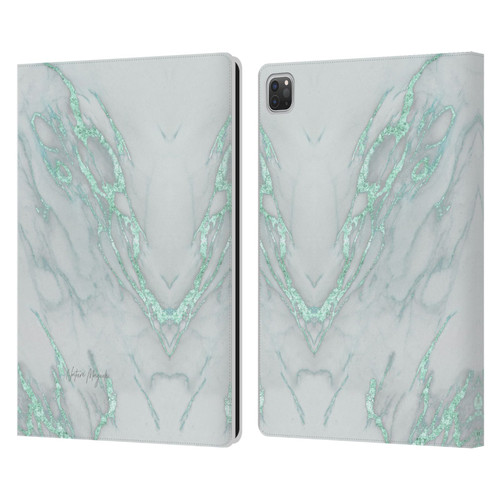 Nature Magick Marble Metallics Teal Leather Book Wallet Case Cover For Apple iPad Pro 13 M4 2024