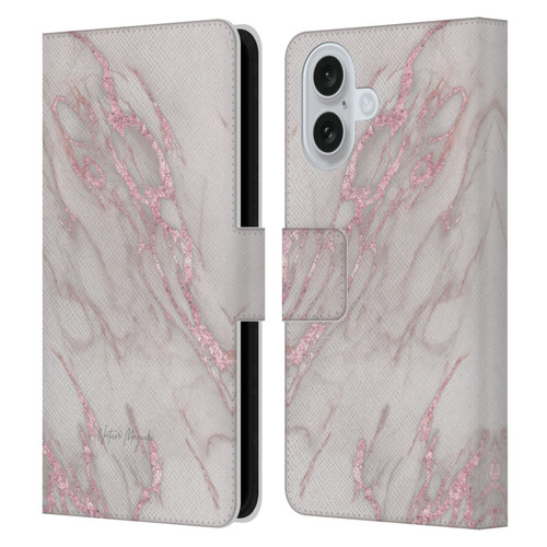 Nature Magick Marble Metallics Pink Leather Book Wallet Case Cover For Apple iPhone 16