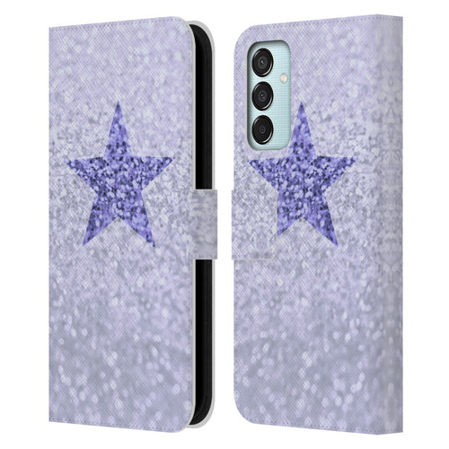 Monika Strigel Glitter Star Pastel Lilac Leather Book Wallet Case Cover For Samsung Galaxy M15/F15 5G