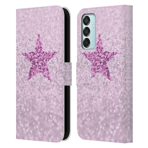Monika Strigel Glitter Star Pastel Pink Leather Book Wallet Case Cover For Samsung Galaxy M15/F15 5G
