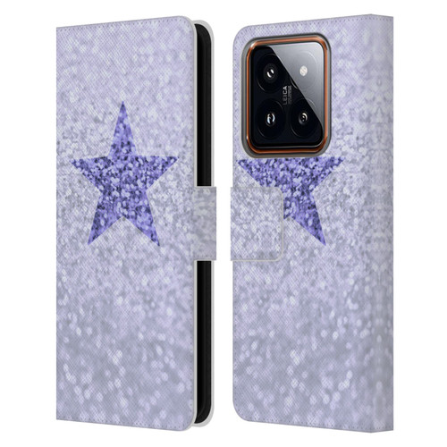 Monika Strigel Glitter Star Pastel Lilac Leather Book Wallet Case Cover For Xiaomi 14