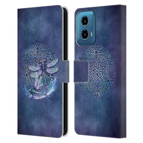 Brigid Ashwood Celtic Wisdom Dragonfly Leather Book Wallet Case Cover For Motorola Moto G34 5G