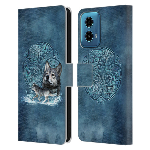 Brigid Ashwood Celtic Wisdom Wolf Leather Book Wallet Case Cover For Motorola Moto G34 5G