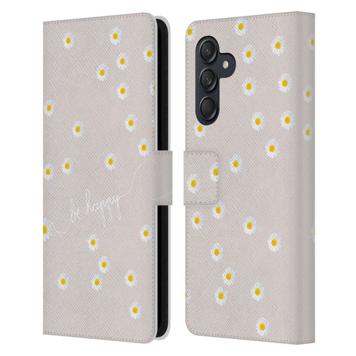 Monika Strigel Happy Daisy Nude Leather Book Wallet Case Cover For Samsung Galaxy M55 5G