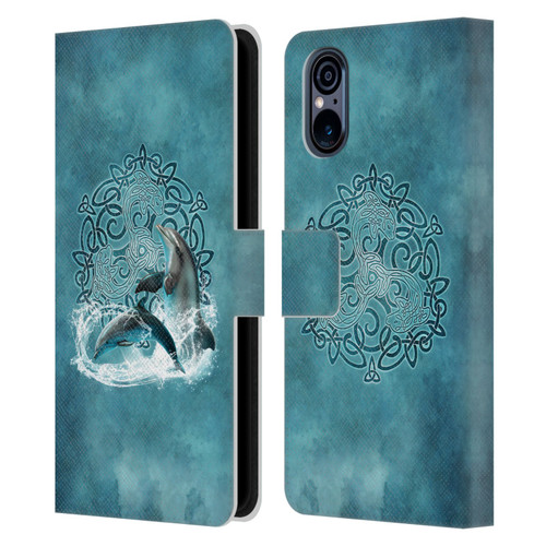 Brigid Ashwood Celtic Wisdom Dolphin Leather Book Wallet Case Cover For Sony Xperia 5 V 5G