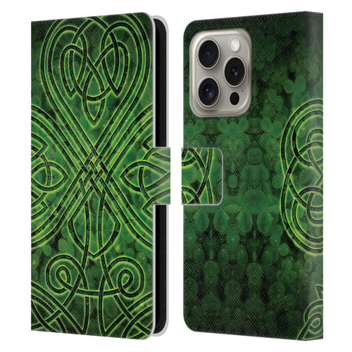 Brigid Ashwood Celtic Wisdom 3 Irish Shamrock Leather Book Wallet Case Cover For Apple iPhone 16 Pro