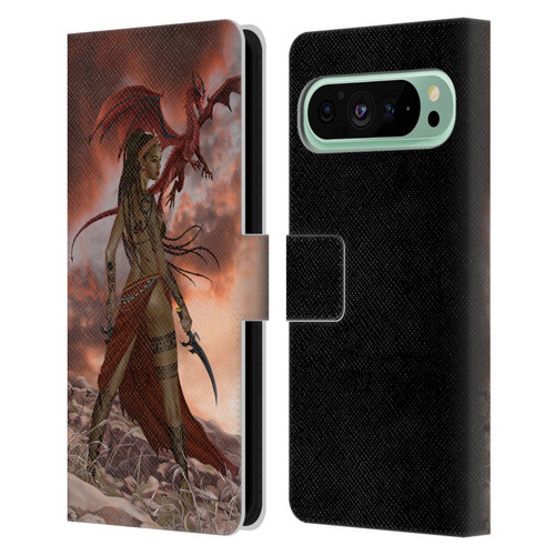 Nene Thomas Art African Warrior Woman & Dragon Leather Book Wallet Case Cover For Google Pixel 9 Pro XL