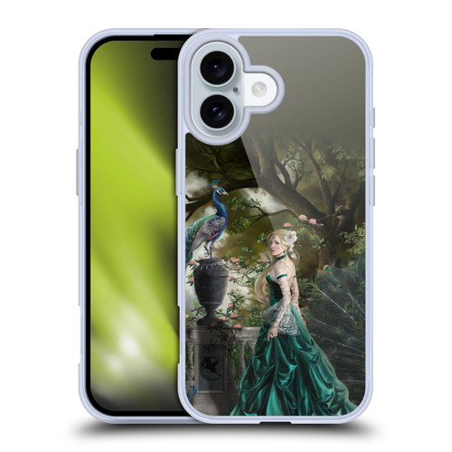 Nene Thomas Art Peacock & Princess In Emerald Soft Gel Case for Apple iPhone 16