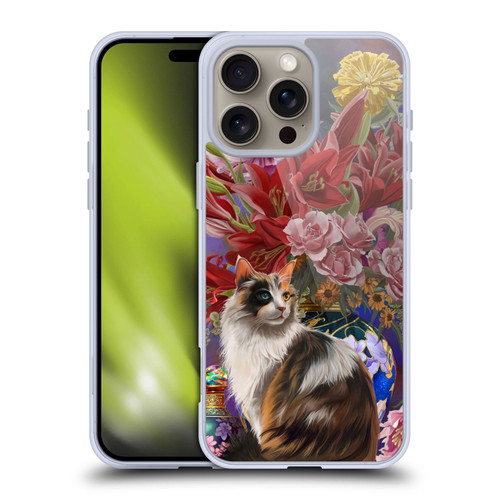 Nene Thomas Art Cat With Bouquet Of Flowers Soft Gel Case for Apple iPhone 16 Pro Max
