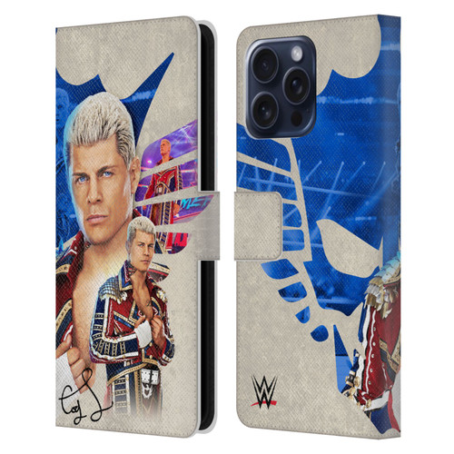 WWE Cody Rhodes Superstar Graphics Leather Book Wallet Case Cover For Apple iPhone 16 Pro Max