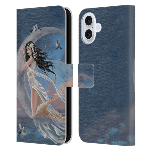 Nene Thomas Art Moon Lullaby Leather Book Wallet Case Cover For Apple iPhone 16 Plus