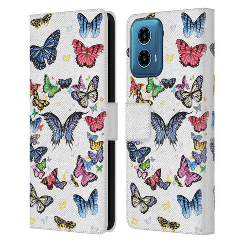 Nene Thomas Art Butterfly Pattern Leather Book Wallet Case Cover For Motorola Moto G34 5G