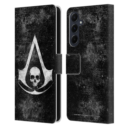Assassin's Creed Black Flag Logos Grunge Leather Book Wallet Case Cover For Samsung Galaxy A55 5G