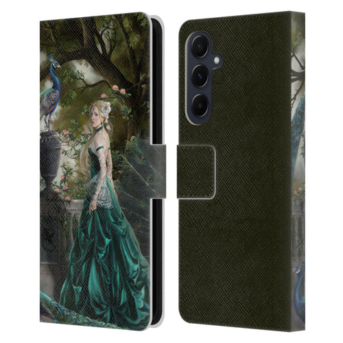 Nene Thomas Art Peacock & Princess In Emerald Leather Book Wallet Case Cover For Samsung Galaxy A55 5G