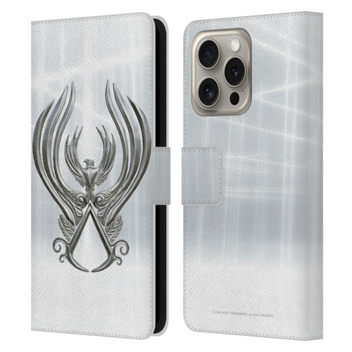 Assassin's Creed Brotherhood Logo Main Leather Book Wallet Case Cover For Apple iPhone 16 Pro