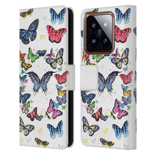Nene Thomas Art Butterfly Pattern Leather Book Wallet Case Cover For Xiaomi 14