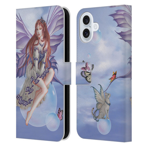 Nene Thomas Bubbles Purple Lace Fairy On Cat Leather Book Wallet Case Cover For Apple iPhone 16 Plus