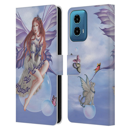 Nene Thomas Bubbles Purple Lace Fairy On Cat Leather Book Wallet Case Cover For Motorola Moto G34 5G