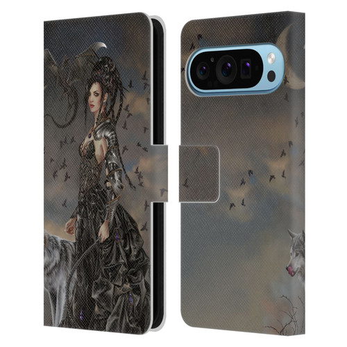 Nene Thomas Crescents Gothic Fairy Woman With Wolf Leather Book Wallet Case Cover For Google Pixel 9 / Pixel 9 Pro