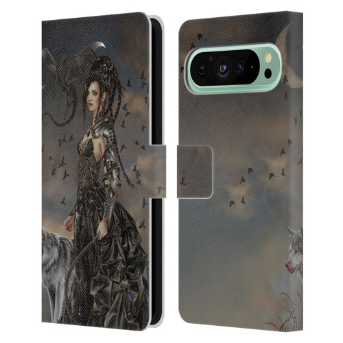 Nene Thomas Crescents Gothic Fairy Woman With Wolf Leather Book Wallet Case Cover For Google Pixel 9 Pro XL