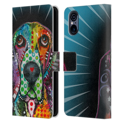 Dean Russo Dogs Hound Leather Book Wallet Case Cover For Sony Xperia 5 V 5G
