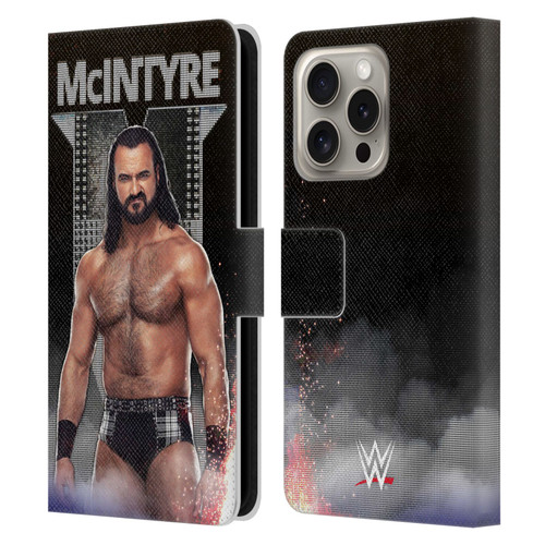 WWE Drew McIntyre LED Image Leather Book Wallet Case Cover For Apple iPhone 16 Pro