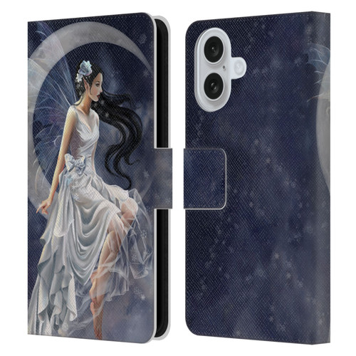 Nene Thomas Crescents Winter Frost Fairy On Moon Leather Book Wallet Case Cover For Apple iPhone 16