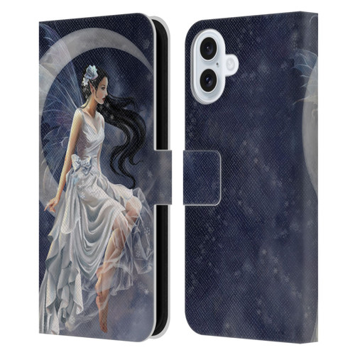 Nene Thomas Crescents Winter Frost Fairy On Moon Leather Book Wallet Case Cover For Apple iPhone 16 Plus