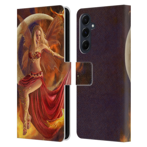 Nene Thomas Crescents Fire Fairy On Moon Phoenix Leather Book Wallet Case Cover For Samsung Galaxy A55 5G