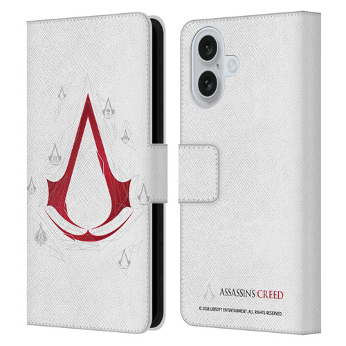 Assassin's Creed Legacy Logo Geometric White Leather Book Wallet Case Cover For Apple iPhone 16
