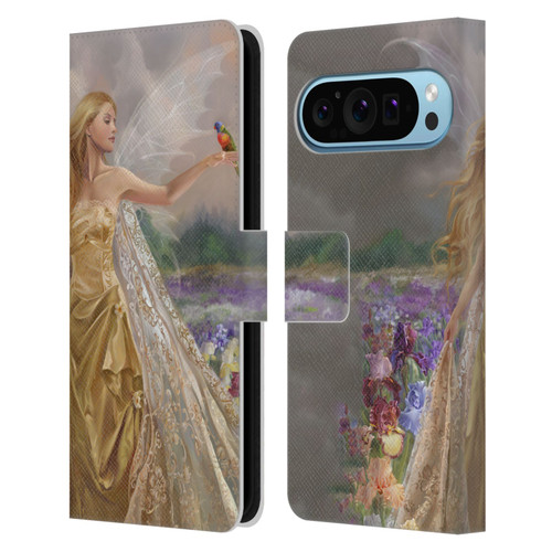 Nene Thomas Deep Forest Gold Angel Fairy With Bird Leather Book Wallet Case Cover For Google Pixel 9 / Pixel 9 Pro