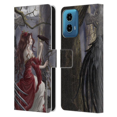 Nene Thomas Deep Forest Dark Angel Fairy With Raven Leather Book Wallet Case Cover For Motorola Moto G34 5G