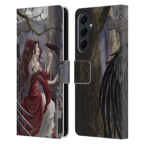 Nene Thomas Deep Forest Dark Angel Fairy With Raven Leather Book Wallet Case Cover For Samsung Galaxy A55 5G