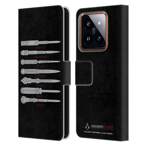 Assassin's Creed Legacy Typography Blades Leather Book Wallet Case Cover For Xiaomi 14