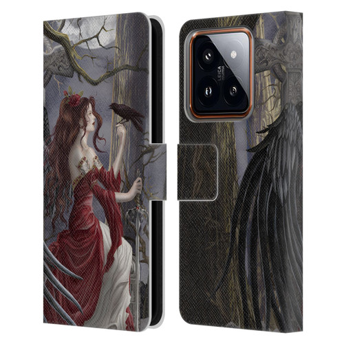 Nene Thomas Deep Forest Dark Angel Fairy With Raven Leather Book Wallet Case Cover For Xiaomi 14