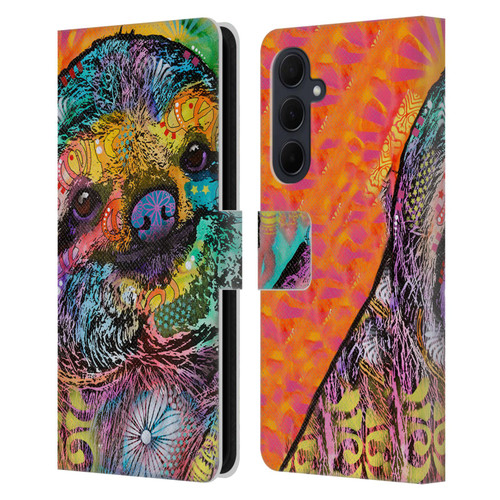 Dean Russo Wildlife 3 Sloth Leather Book Wallet Case Cover For Samsung Galaxy A35 5G