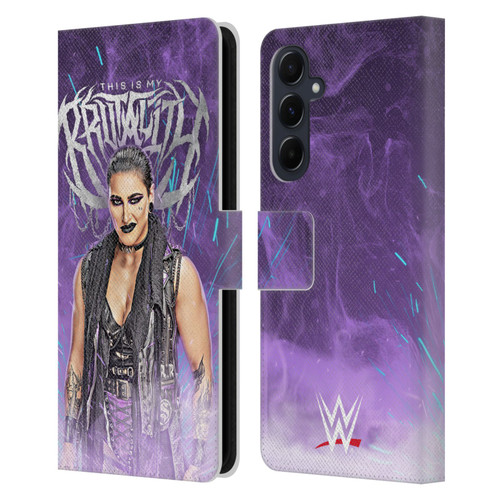 WWE Rhea Ripley This Is My Brutality Leather Book Wallet Case Cover For Samsung Galaxy A55 5G