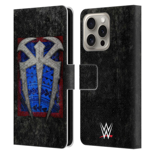 WWE Roman Reigns Distressed Logo Leather Book Wallet Case Cover For Apple iPhone 16 Pro