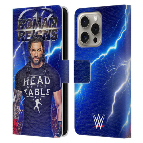 WWE Roman Reigns Lightning Leather Book Wallet Case Cover For Apple iPhone 16 Pro