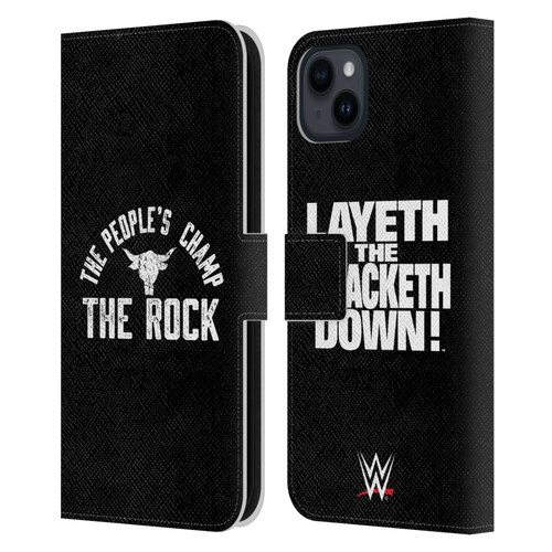 WWE The Rock The People's Champ Leather Book Wallet Case Cover For Apple iPhone 15 Plus