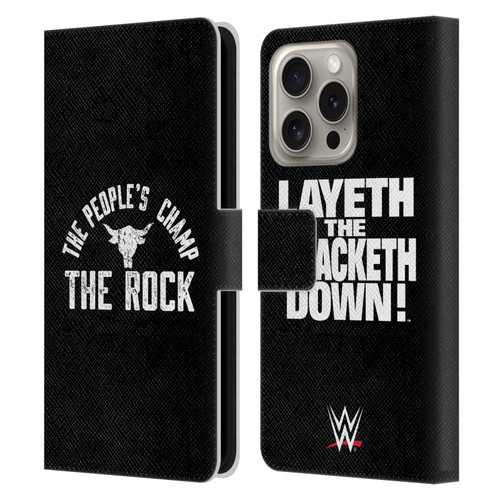 WWE The Rock The People's Champ Leather Book Wallet Case Cover For Apple iPhone 16 Pro