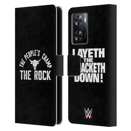 WWE The Rock The People's Champ Leather Book Wallet Case Cover For OPPO A57s