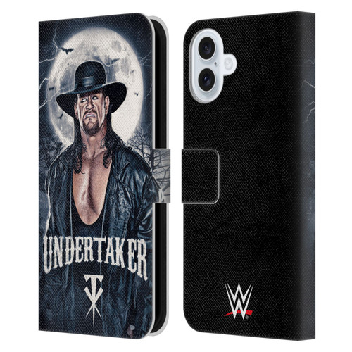 WWE The Undertaker Portrait Leather Book Wallet Case Cover For Apple iPhone 16 Plus