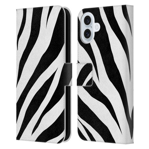 Grace Illustration Animal Prints Zebra Leather Book Wallet Case Cover For Apple iPhone 16 Plus