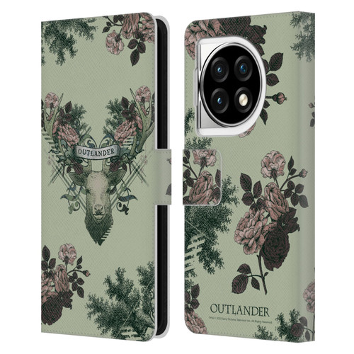 Outlander Composed Graphics Floral Deer Leather Book Wallet Case Cover For OPPO OnePlus Ace 3 5G
