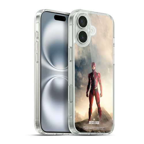 Justice League Movie Character Posters The Flash Soft Gel Case for Apple iPhone 16 Plus & MagSafe