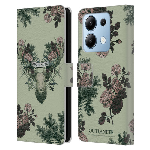 Outlander Composed Graphics Floral Deer Leather Book Wallet Case Cover For Xiaomi Redmi Note 13/13 Pro 5G