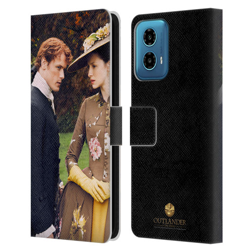 Outlander Characters Jamie And Claire Leather Book Wallet Case Cover For Motorola Moto G34 5G