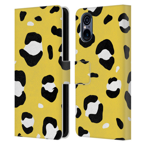 Grace Illustration Animal Prints Yellow Leopard Leather Book Wallet Case Cover For Sony Xperia 5 V 5G