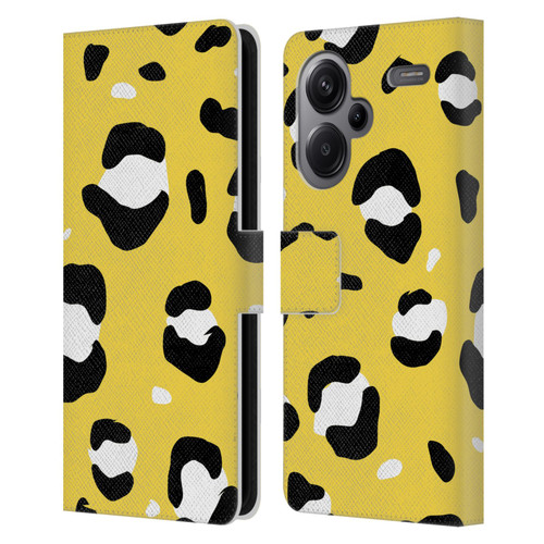 Grace Illustration Animal Prints Yellow Leopard Leather Book Wallet Case Cover For Xiaomi Redmi Note 13 Pro Plus 5G